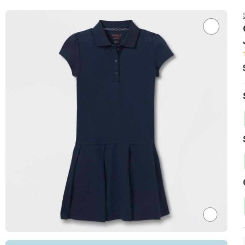 NWT Cat & Jack Girls Pleated Uniform Tennis Dress, Gray, Size 4T
